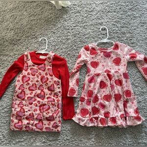 Cheeky Plum Red and Pink Heart Patterned Toddler Dresses